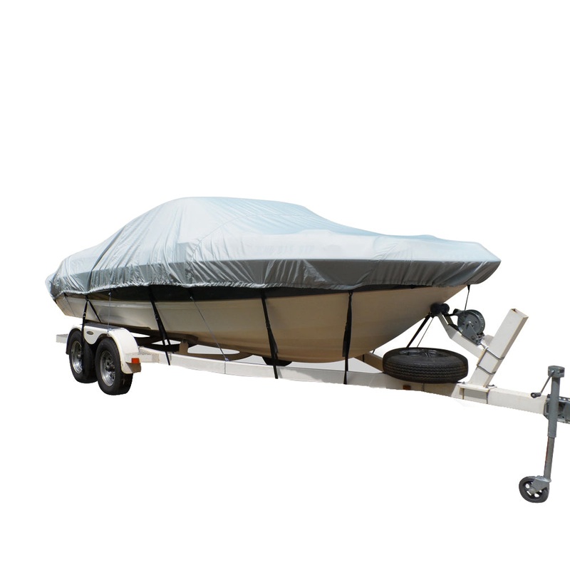 Carver Flex-Fit PRO Polyester Size 6 Boat Cover f/V-Hull Low Profile Cuddy Cabin Boats I/O or O/B – Grey [79006]