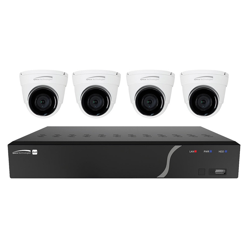 Speco 4 Channel NVR Kit w/4 Outdoor IR 5MP IP Cameras 2.8mm Fixed Lens – 1TB [ZIPK4T2]