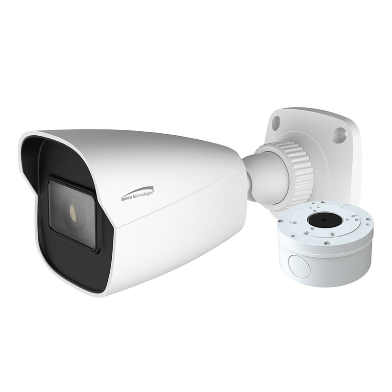 Speco 4MP H.265 AI Bullet Camera 2.8mm Lens – White Housing w/Included Junction Box (Power Over Ethernet) [O4B6]