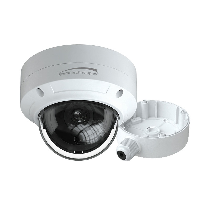 Speco 4MP H.265 AI Dome IP Camera w/IR 2.8mm Fixed Lens – White Housing w/Included Junction Box (Power Over Ethernet) [O4D6]