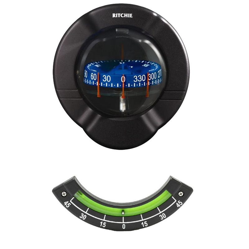 Ritchie SR-2 Venture Sail Boat Compass w/Clinometer – Bulkhead Mount – Black [SR-2]