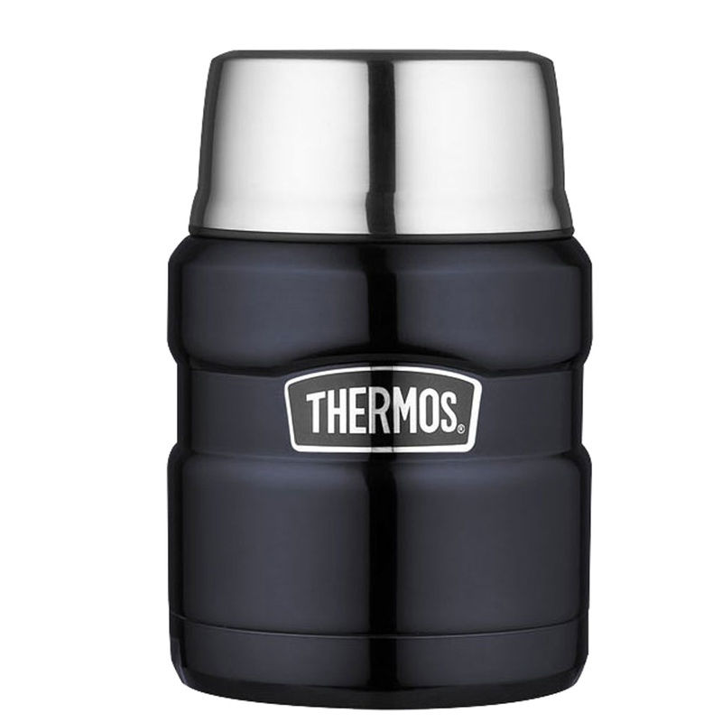 Thermos Stainless King Vacuum Insulated Food Jar – 16 oz. – Stainless Steel/Midnight Blue [SK3000MBTRI4]