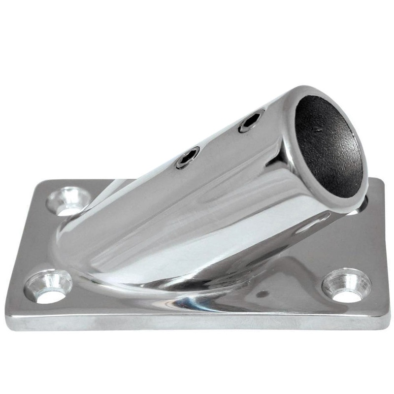 Whitecap 1″ O.D. 30 Degree Rectangle Base SS Rail Fitting [6178C]