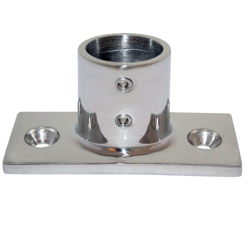 Whitecap 1″ O.D. 90 Degree 2-Hole Rectangle Base SS Rail Fitting [6195]