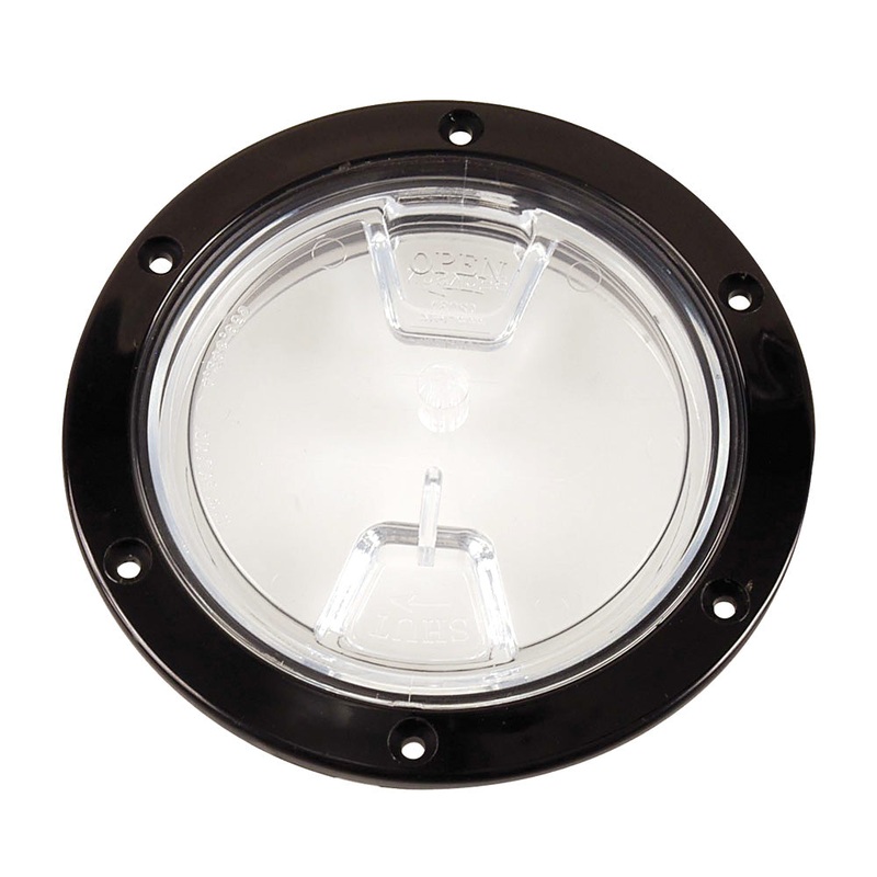 Beckson 4″ Clear Center Screw Out Deck Plate – Black [DP40-B-C]