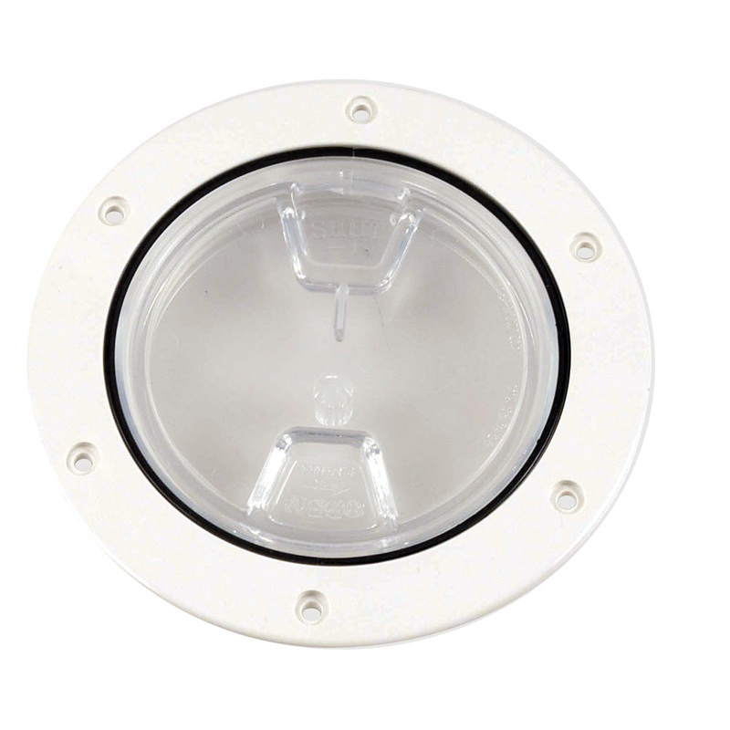 Beckson 4″ Clear Center Screw-Out Deck Plate – White [DP40-W-C]