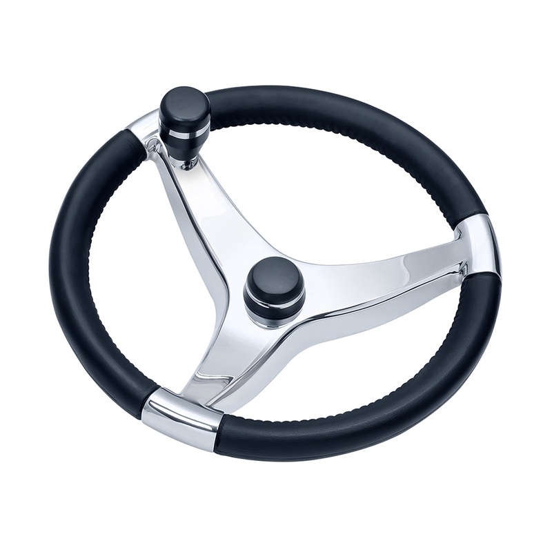 Schmitt  Ongaro Evo Pro 316 Cast Stainless Steel Steering Wheel w/Control Knob – 13.5″ Diameter [7241321FGK]