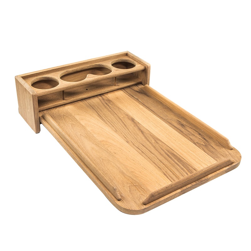 Whitecap Teak Drinkholder w/Removable Cockpit Table Top – Holds 4 Glasses [61394]