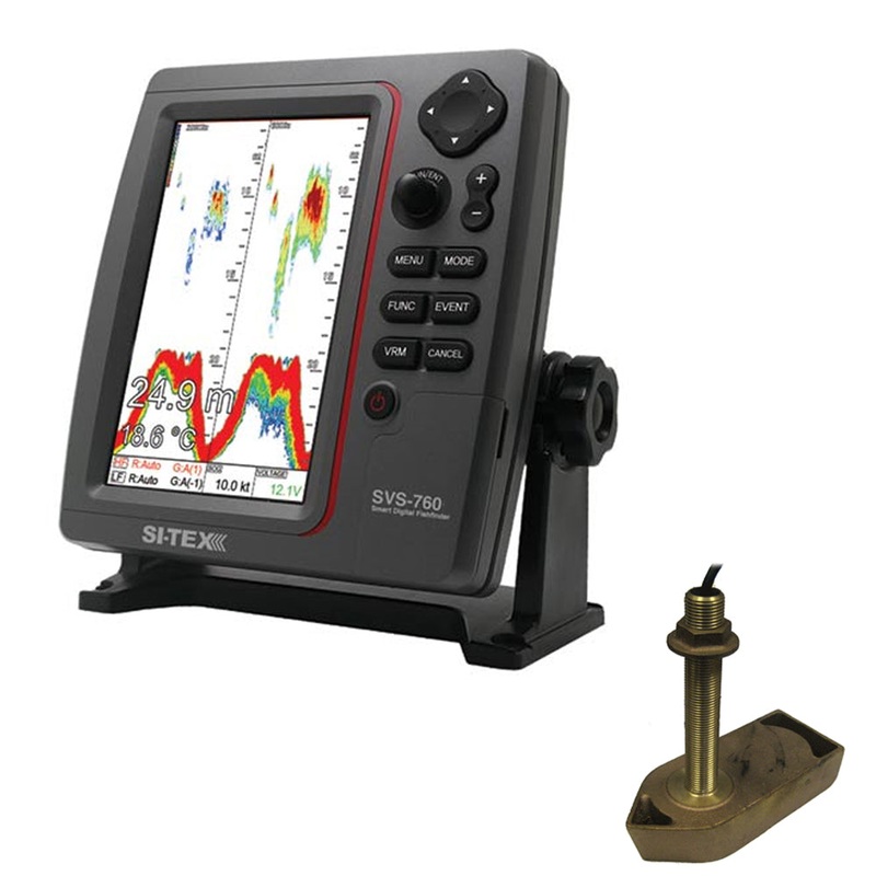 SI-TEX SVS-760 Dual Frequency Sounder 600W Kit w/Bronze Thru-Hull Temp Transducer – 307/50/200T-CX [SVS-760TH1]