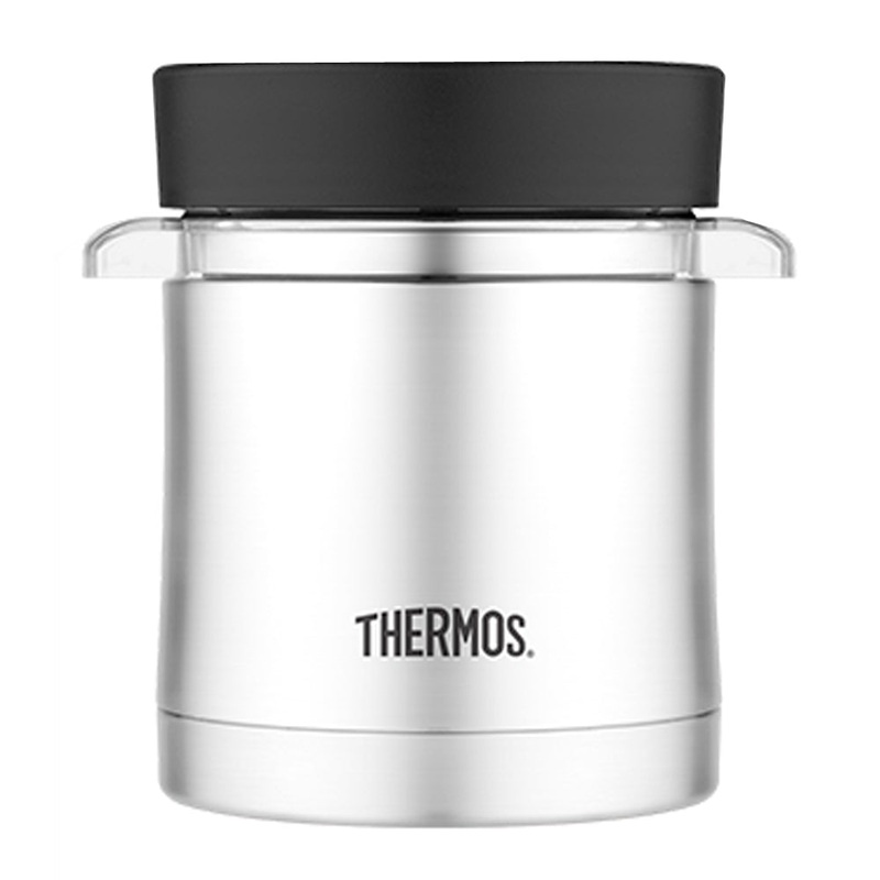 Thermos Vacuum Insulated Food Jar w/Microwavable Container – 12 oz. – Stainless Steel [TS3200TRI6]
