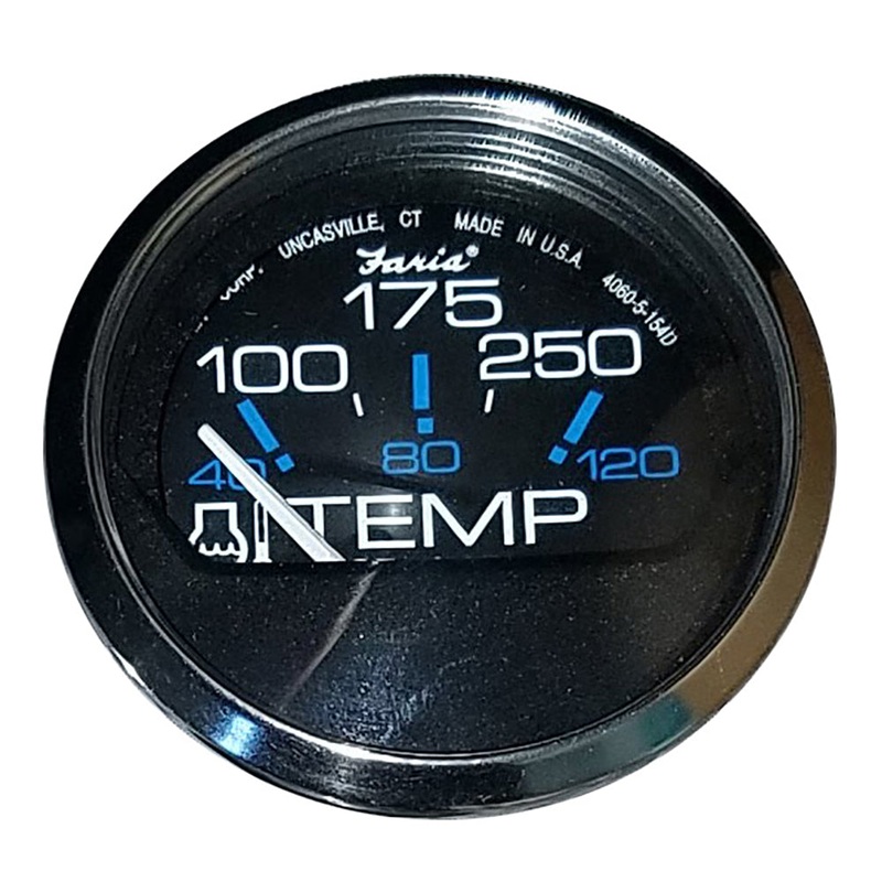 Faria Chesapeake Black 2″ Water Temperature Gauge (100-250F) [13704]