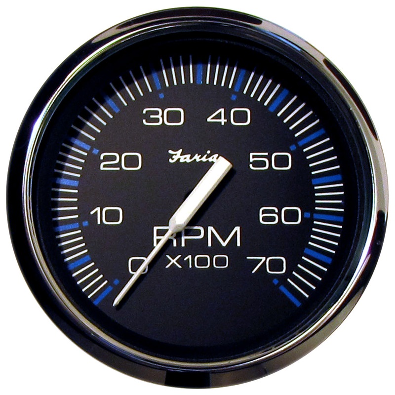 Faria Chesapeake Black 4″ Tachometer – 7000 RPM (Gas) (All Outboards) [33718]