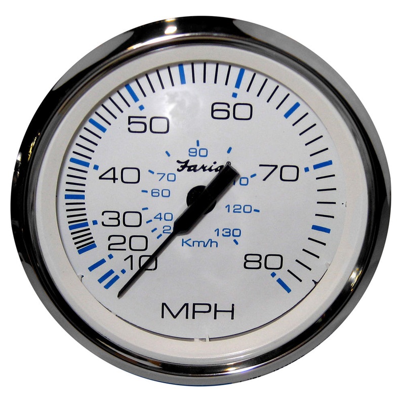 Faria Chesapeake White SS 4″ Speedometer – 80MPH (Pitot) [33819]