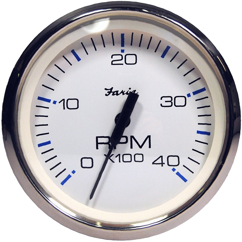 Faria Chesapeake White SS 4″ Tachometer – 4000 RPM (Diesel) (Magnetic Pick-Up) [33818]