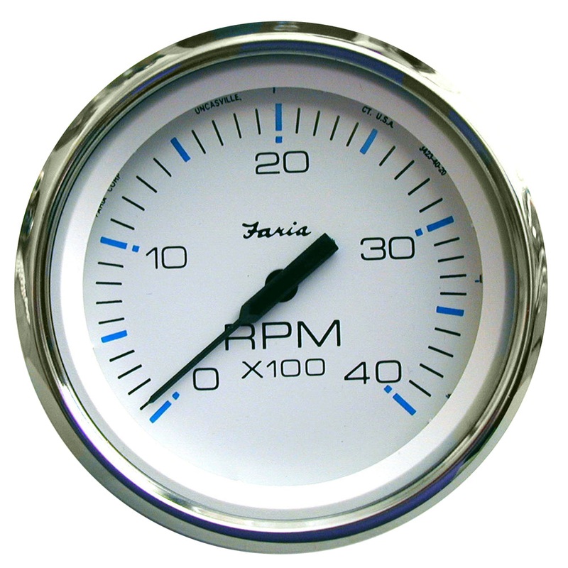 Faria Chesapeake White SS 4″ Tachometer – 4000 RPM (Diesel)(Mechanical Takeoff  Var Ratio Alt) [33842]