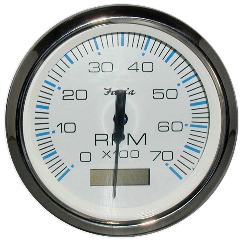 Faria Chesapeake White SS 4″ Tachometer w/Hourmeter – 7000 RPM (Gas) (Outboard) [33840]