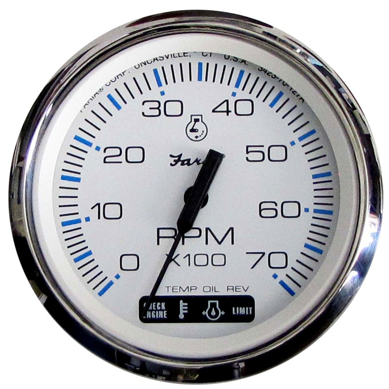 Faria Chesapeake White SS 4″ Tachometer w/Suzuki Monitor – 7000 RPM (Gas) (Suzuki Outboard) [33860]