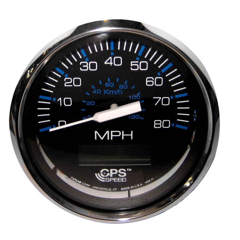 Faria Chesapeake Black 4″ Speedometer w/ LCD Heading Display – 80MPH (GPS) [33730]