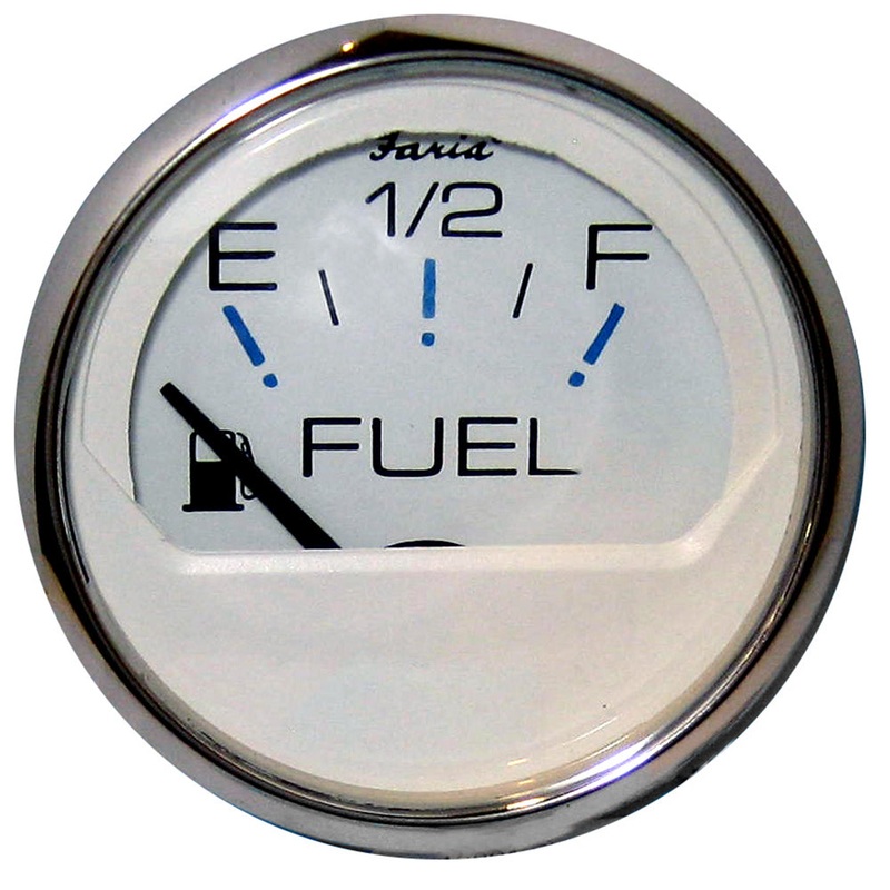 Faria Chesapeake White SS 2″ Fuel Level Gauge (E-1/2-F) [13801]