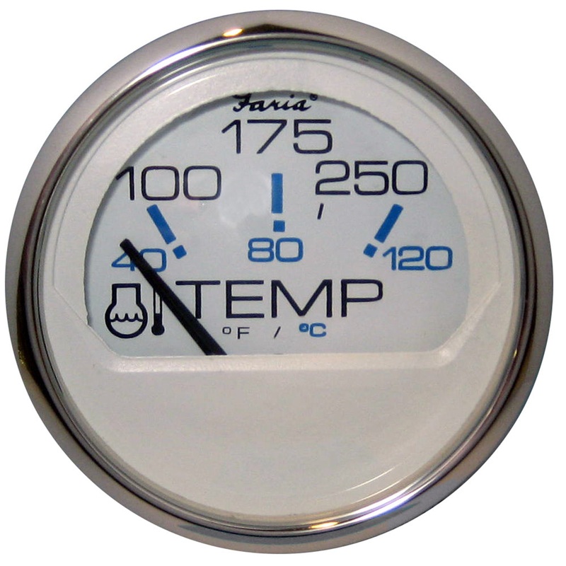 Faria Chesapeake White SS 2″ Water Temperature Gauge (100-250 DegreeF) [13804]