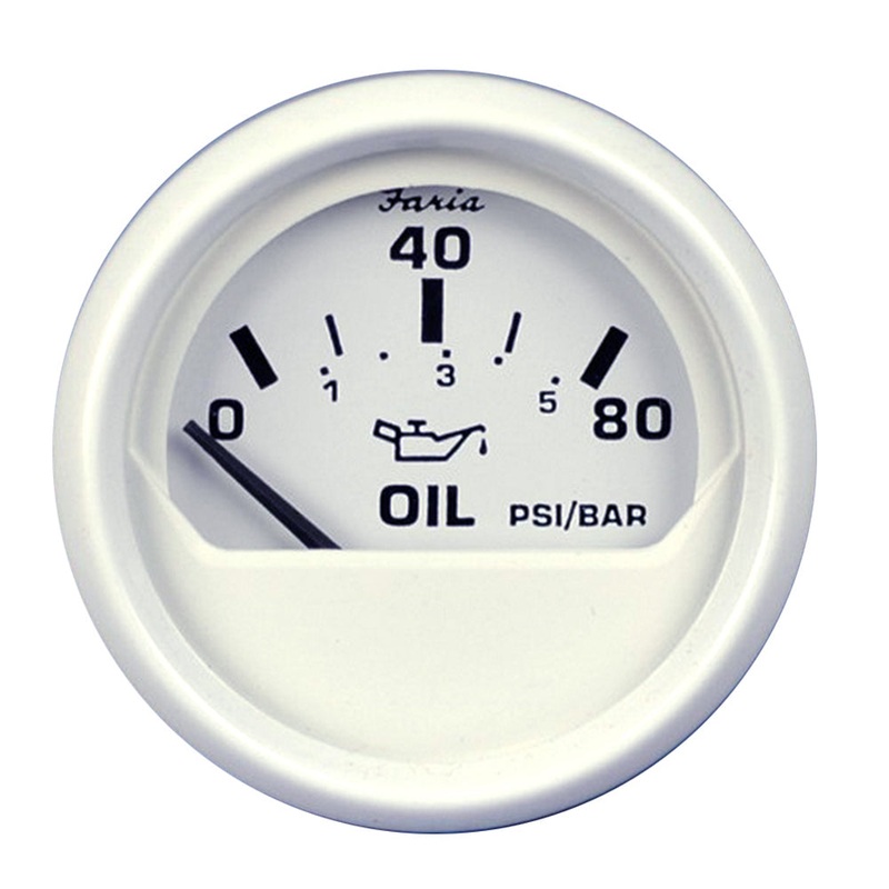 Faria Dress White 2″ Oil Pressure Gauge (80 PSI) [13102]