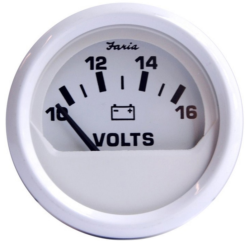 Faria Dress White 2″ Voltmeter (10-16 VDC) [13120]