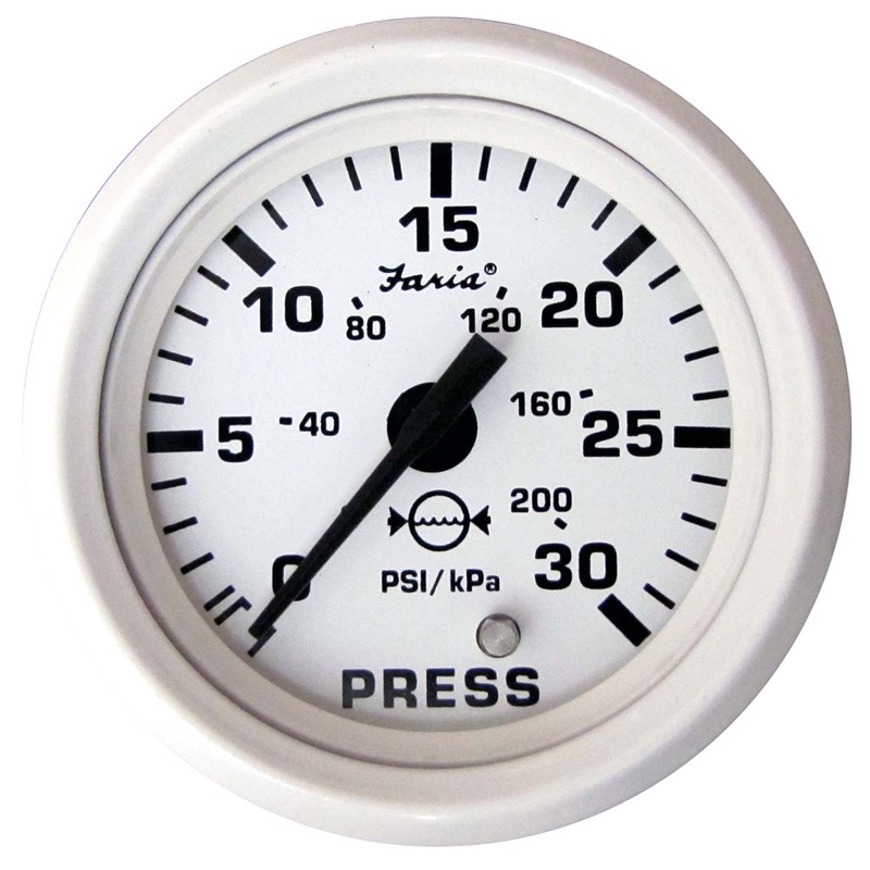 Faria Dress White 2″ Water Pressure Gauge (30 PSI) [13108]