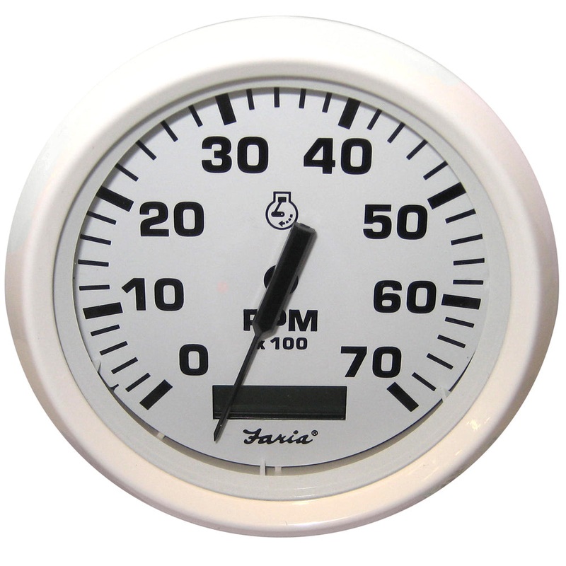 Faria Dress White 4″ Tachometer w/Hourmeter – 7000 RPM (Gas) (Outboard) [33140]