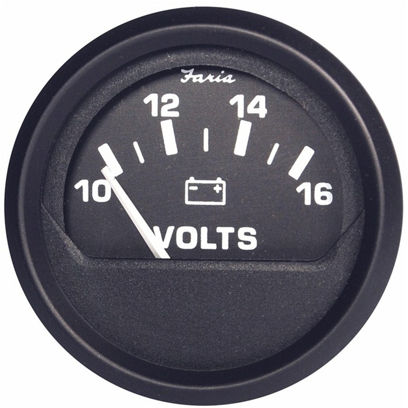Faria Euro Black 2″ Voltmeter (10-16 V) [12821]