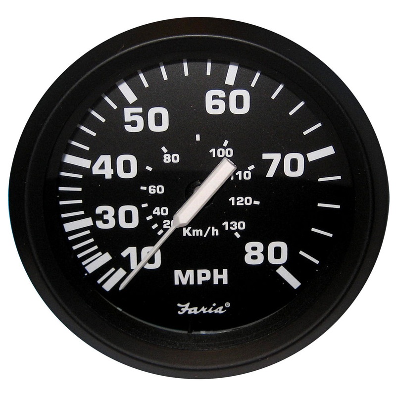 Faria Euro Black 4″ Speedometer – 80MPH (Pitot) [32812]
