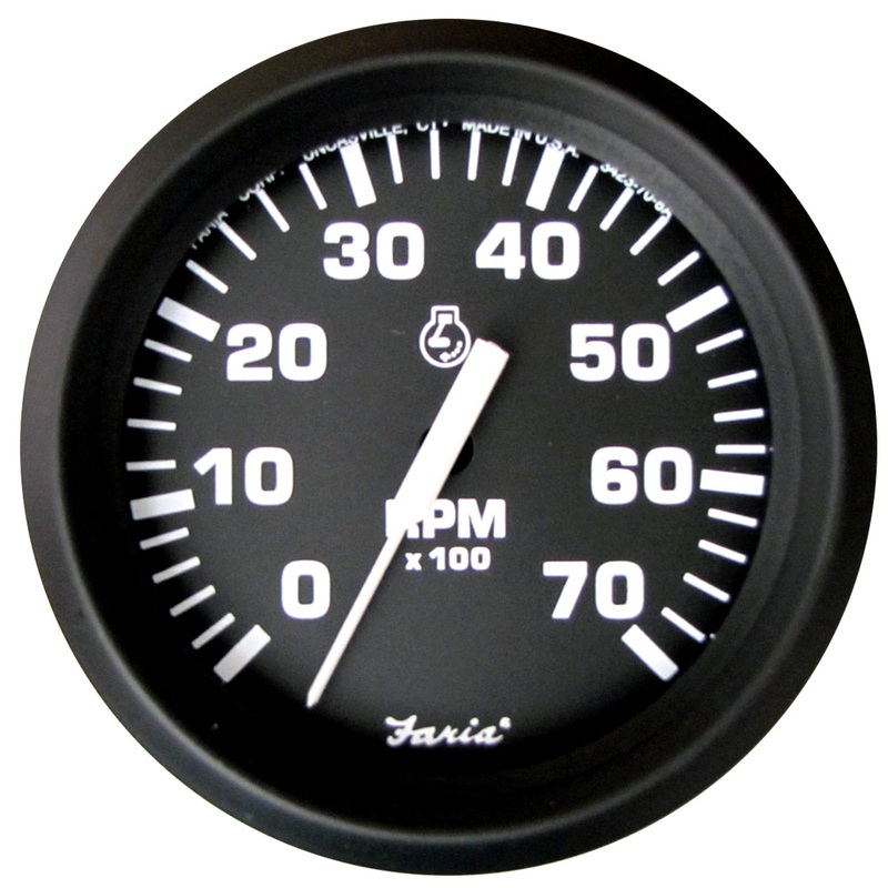 Faria Euro Black 4″ Tachometer – 7,000 RPM (Gas – All Outboard) [32805]