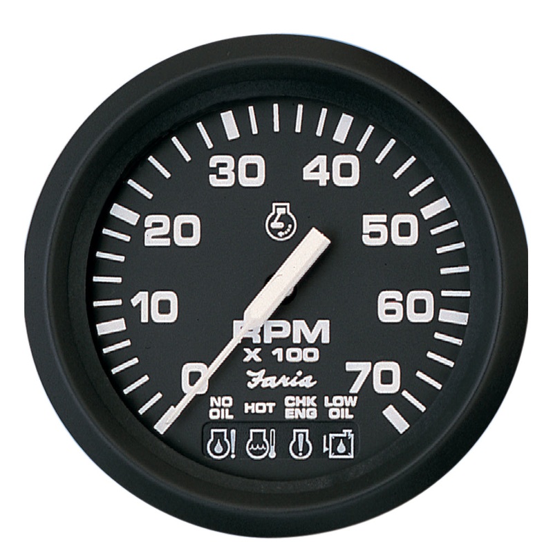 Faria Euro Black 4″ Tachometer w/Systemcheck 7000 RPM (Gas) f/ Johnson / Evinrude Outboard) [32850]