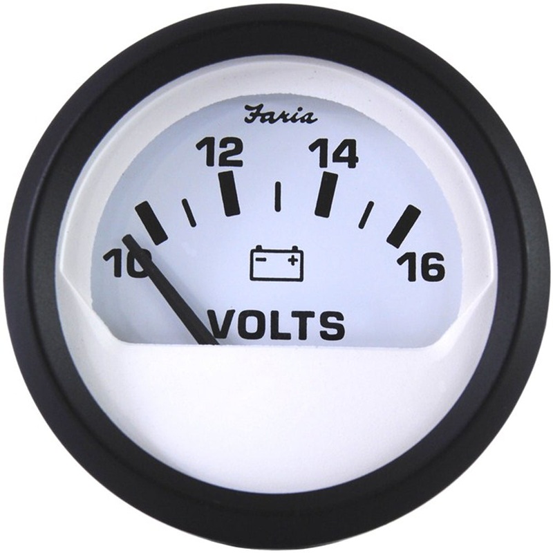 Faria Euro White 2″ Voltmeter (10-16 VDC) [12911]