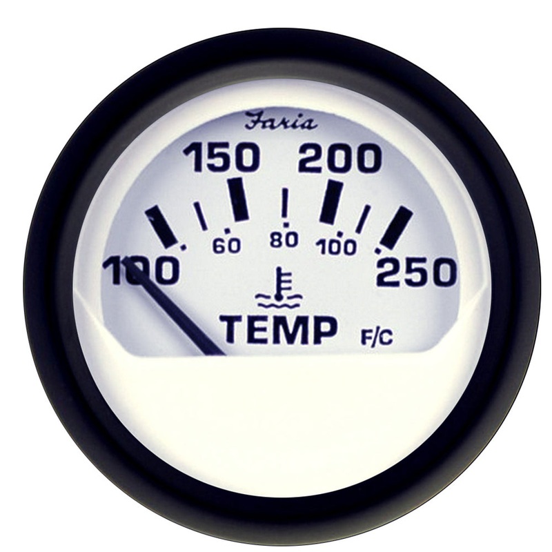 Faria Euro White 2″ Water Temperature Gauge (100-250 DegreeF) [12904]