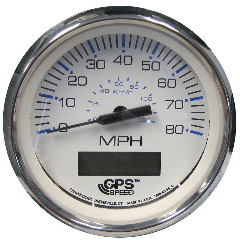 u200bFaria Chesapeake White SS 4″ Speedometer w/LCD Heading Display – 80MPH (GPS) [33829]