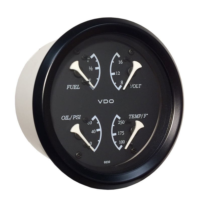 VDO Cockpit Marine 85mm (3-3/8″) 4 in 1 Gauge – Black Dial/Bezel [110-11700]