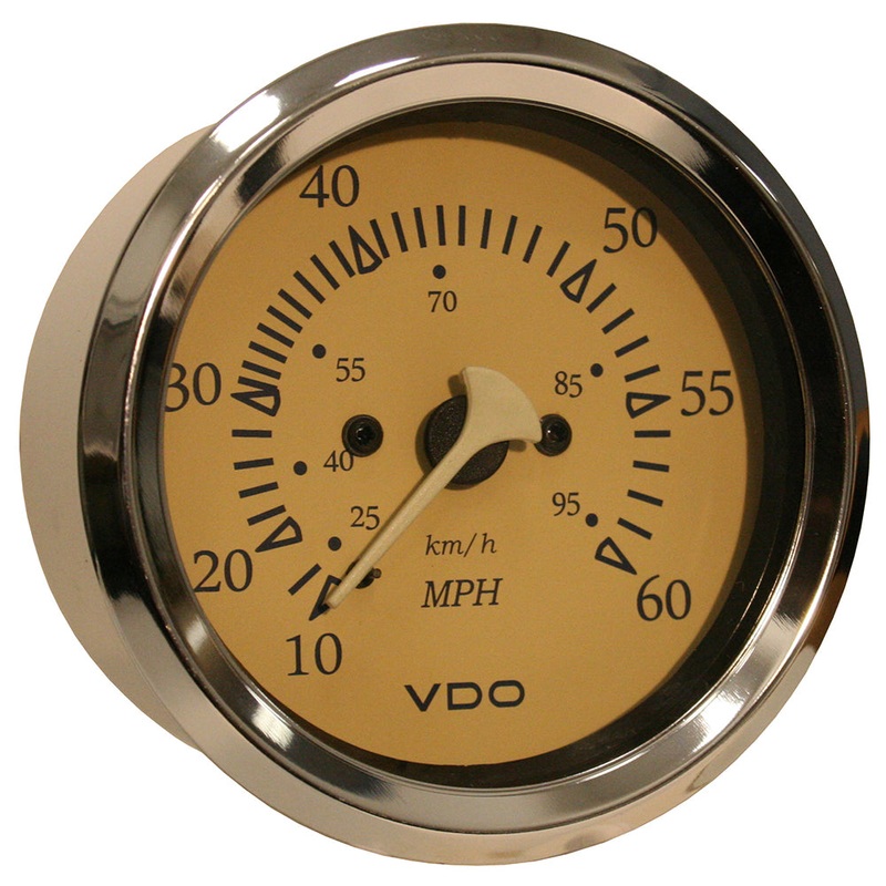 VDO Allentare Teak 60MPH 3-3/8″ (85mm) Pitot Speedometer [260-12279]
