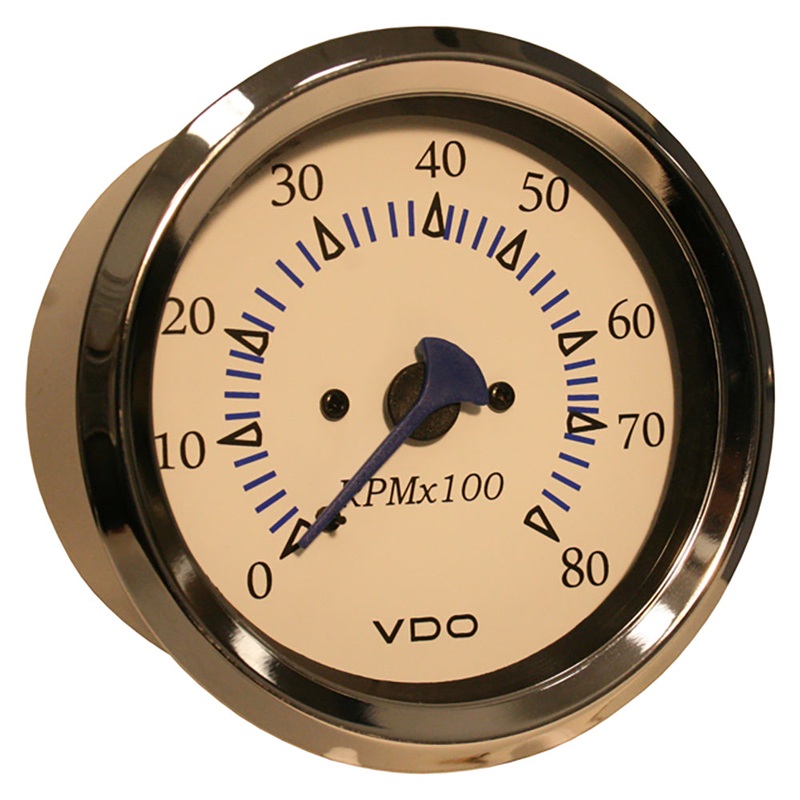 VDO Allentare White 8000RPM 3-3/8″ (85mm) Outboard Tachometer – 12V [333-10259]