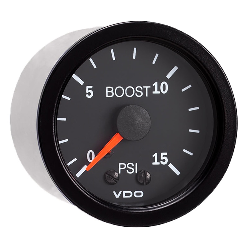VDO Vision Black 15 PSI Mechanical Boost Gauge – 12V [150-101]