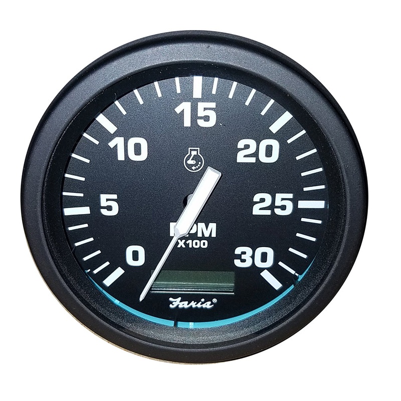 Faria Heavy-Duty Black 4″ Tachometer w/Hourmeter (3000 RPM) (Diesel) (Mag Pick-Up) [TD9205]