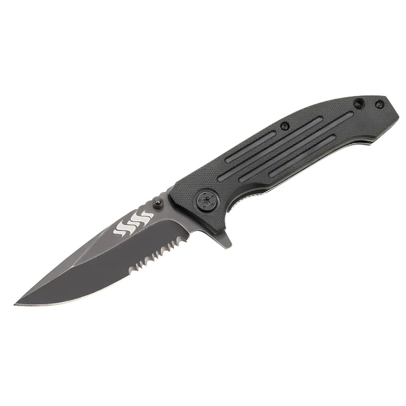 Kuuma 4.5″ Serrated Edge Spring Assisted Folding Knife – Stainless Steel [51911]