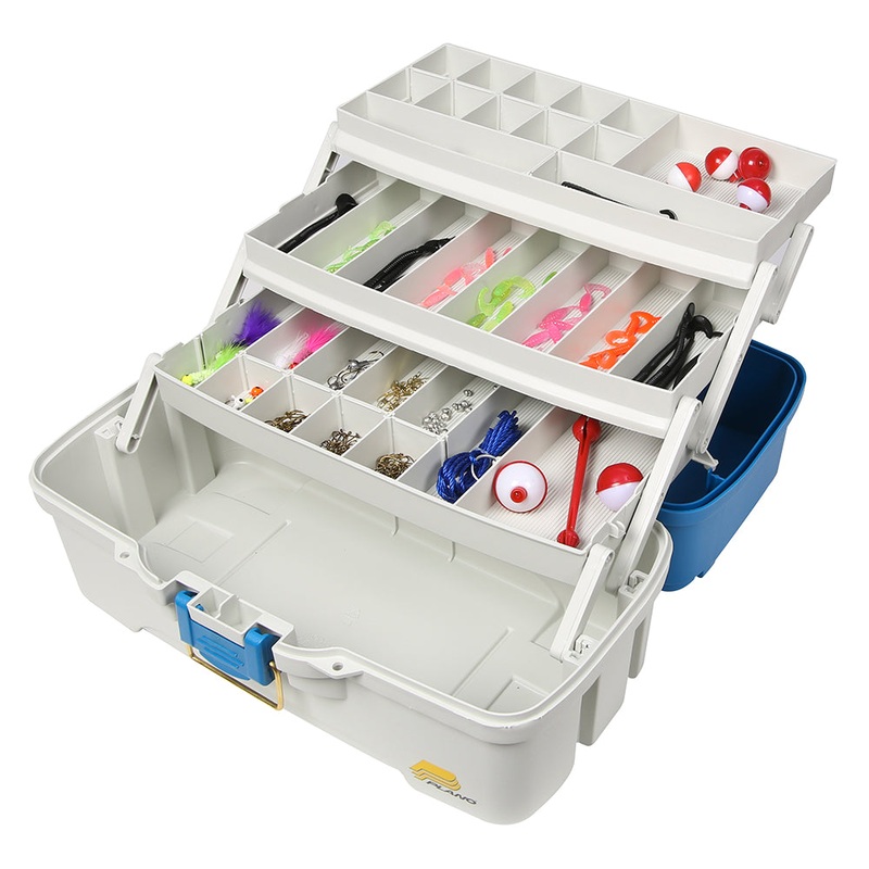 Plano Ready Set Fish Three-Tray Tackle Box – Aqua Blue/Tan [620310]