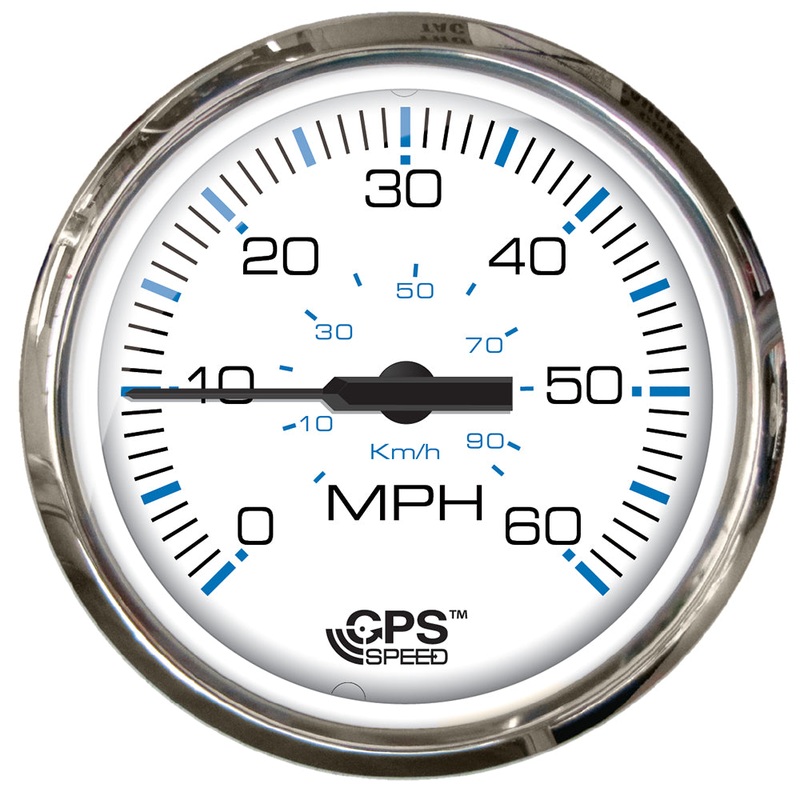 Faria Chesapeake White SS 4″ Studded Speedometer – 60MPH (GPS) [33839]