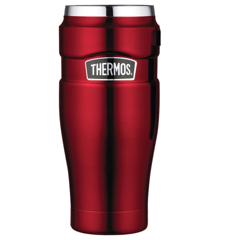 Thermos Stainless King Vacuum Insulated Travel Tumbler – 16 oz. – Stainless Steel/Cranberry [SK1005CRTRI4]