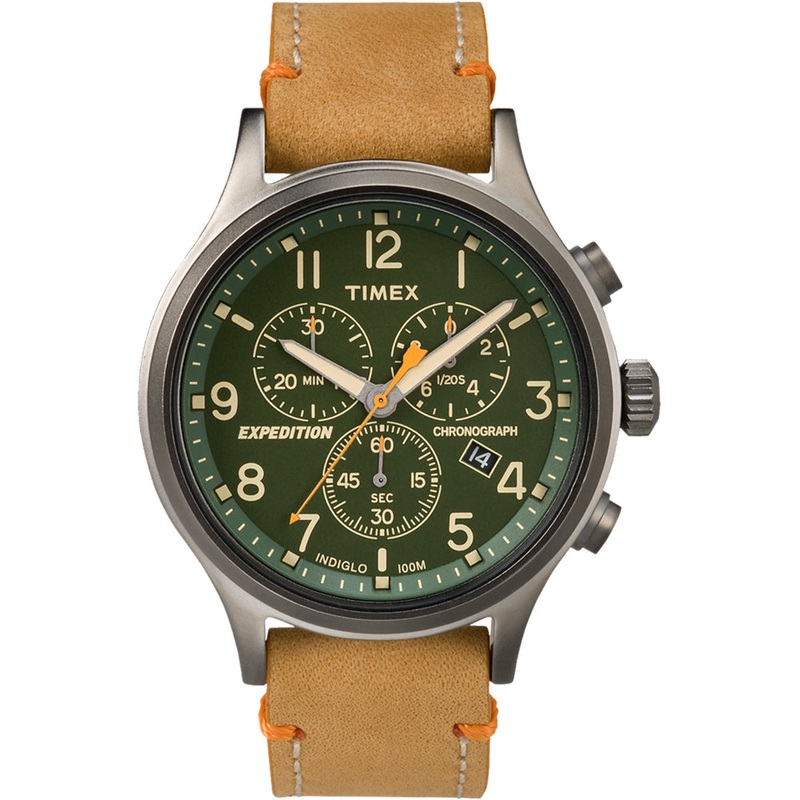 Timex Expedition Scout Chronograph Leather Watch – Green Dial [TW4B04400JV]