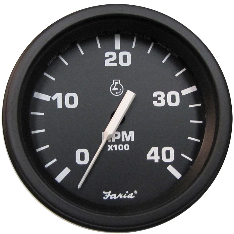 Faria 4″ Heavy-Duty Tachometer (4000 RPM) (Diesel) Mag Pick-Up – Black w/Black Bezel [43000]