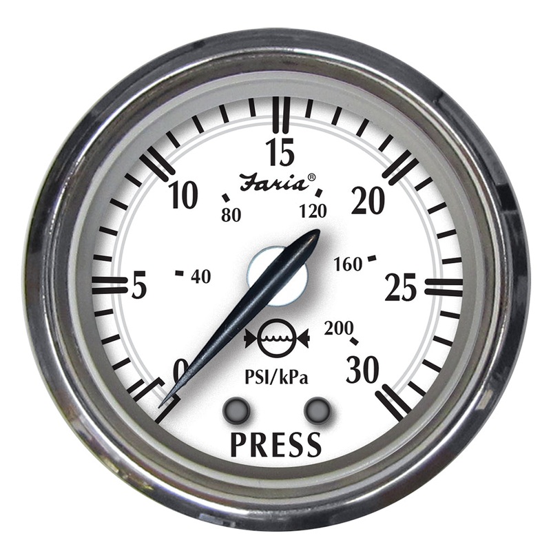 Faria Newport SS 2″ Water Pressure Gauge Kit – 0 to 30 PSI [25008]