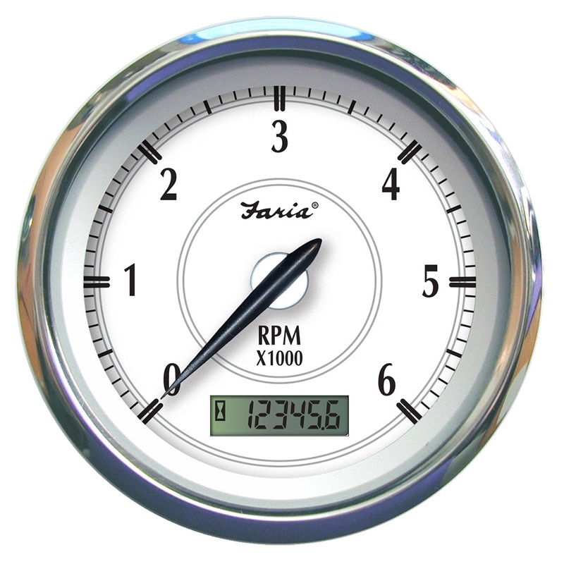 Faria Newport SS 4″ Tachometer w/Hourmeter f/Gas Inboard – 6000 RPM [45004]