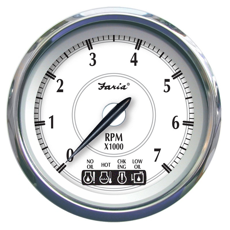 Faria Newport SS 4″ Tachometer w/System Check Indicator f/Johnson/Evinrude Gas Outboard – 7000 RPM [45000]