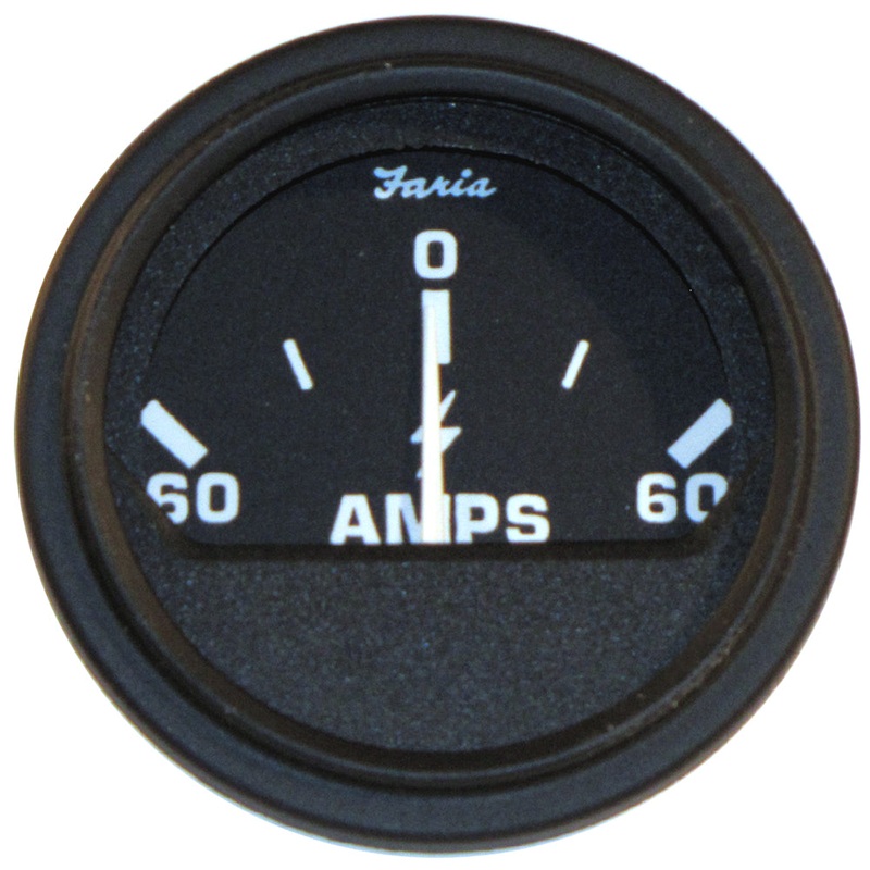 Faria 2″ Heavy-Duty Ammeter (60-0-60) – Black *Bulk Case of 24* [AP0526B]